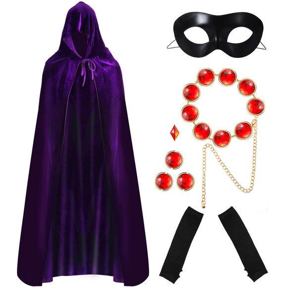 Моаmdаut Accessories - 7566 Halloween Purple Cloak Cosplay Set For Hooded Purple Cape